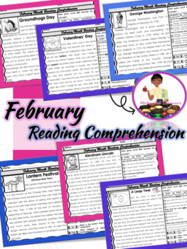 Preview of February Reading Passages | Close Reading Text Evidence | Reading Comprehension