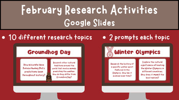 Preview of February Research Extension Activity | Creative Prompts | Google Slides