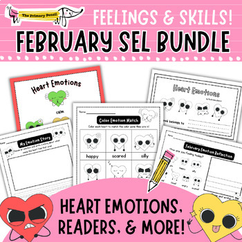 Preview of February SEL Activity & Reader Bundle | Heart Emoji Feelings & Social Skills