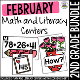February Second Grade Math & Literacy Centers Bundle