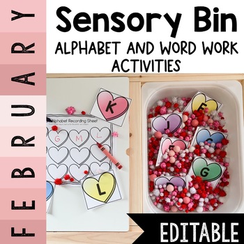 Preview of February Sensory Bin | Valentines Day | Alphabet Sight Word Center