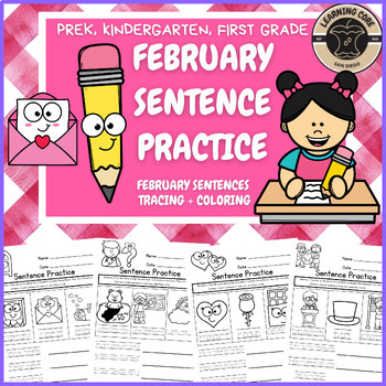 Preview of February Sentences Writing Activities No Prep PreK Kindergarten First TK UTK