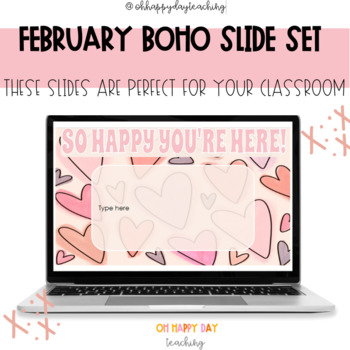 Preview of February Slide Templates | Valentine's Themed Slides | Boho Valentine's Day