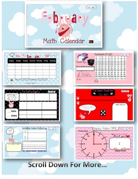 Preview of 1st Grade February Valentine SMARTBoard Common Core Calendar Math