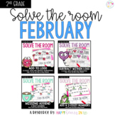 February Solve the Room Task Card Bundle | 4 Second Grade 