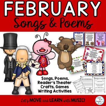 Preview of February Songs and Poems with Literacy Activities & Game