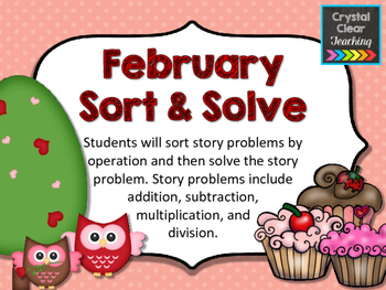 Preview of February Sort and Solve Word Problems
