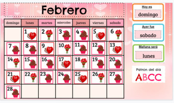 Preview of February Spanish Google Slide Calendar