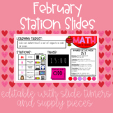 February Station Assignment Slides with Timer |  Editable 