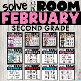 February Task Cards Math 2nd - Grade Valentine's Day Telli