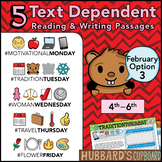 February Text Dependent Reading - Text Dependent Writing P