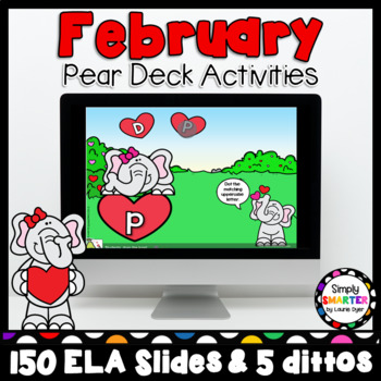 Preview of February Thematic Literacy Pear Deck Google Slides Add-On Activities