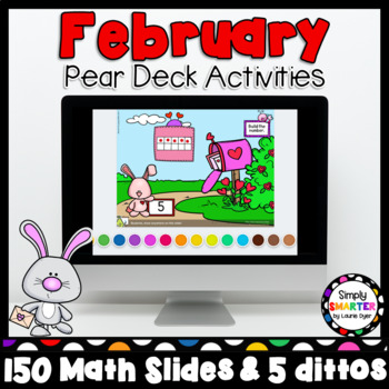 Preview of February Thematic Math Pear Deck Google Slides Add-On Activities