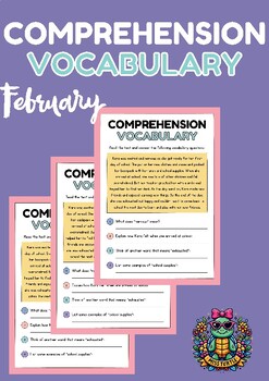Preview of February Themed Comprehension Vocabulary Worksheets: Explore Black History and V