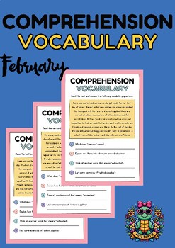 Preview of Black History and Valentine's Day Themed Comprehension Worksheets | February Voc