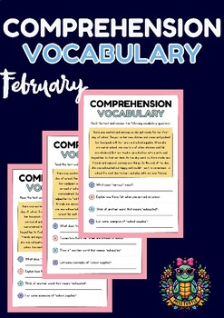 Preview of February Themed Black History and Valentine's Day Comprehension Vocabulary Works