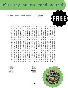 Preview of FREE thanksgiving February-Themed Word Search Nouns Puzzle Adventure