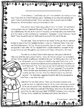 February Third Grade Reading Review Packet - Valentine Theme NO PREP