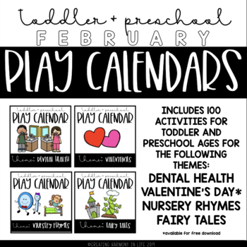 Preview of February Toddler and Preschool Play Calendars