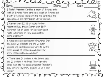 February Two-Step Math Problems by The Swamped Teacher | TPT