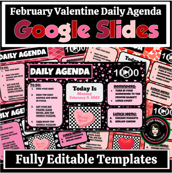 Preview of February Valentine Daily Agenda | Fully Editable Google Slides Template