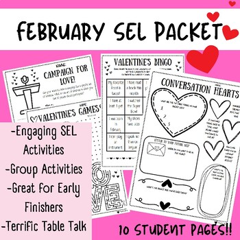Preview of February/Valentine Social and Emotional Learning (SEL) Packet