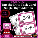 February Valentine Tap the Dots Addition Task Cards: Single Digit