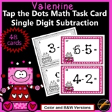 February Valentine Tap the Dots Subtraction Task Cards: Si