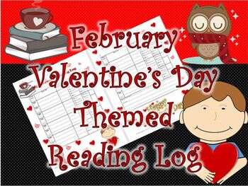 Preview of February Valentine Themed Reading Log that Reinforces Literary Elements