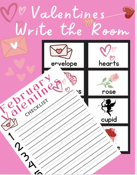 Preview of February Valentine Write the Room- Active Learning, Writing Practice, Seasonal