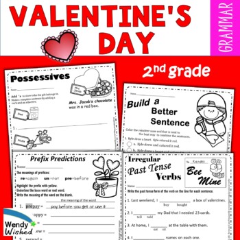 Preview of February & Valentine's Day 2nd Grade Grammar & Language Arts ELA Worksheets