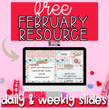 Preview of February Valentine's Day Agenda Google Slides Template Daily Agenda Hearts