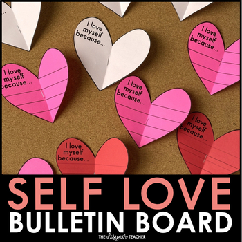 Preview of February Valentine's Day Bulletin Board Self Love Activity and Heart Craft Door