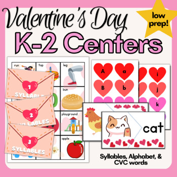 Preview of February Valentine's Day LA K-2 Centers Independent Work Games Stations