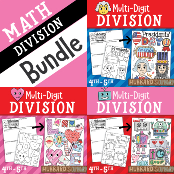 Preview of February Valentines Day Math Long DIVISION - Activity Craft - Worksheet - Center