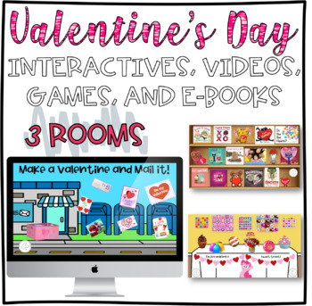 Preview of February Valentine's Day Reading, Game, and Craft Making Card Virtual Room