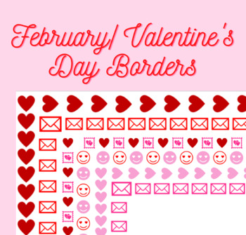 Preview of February - Valentine's Day Themed Page Borders for Google Slides - 10 borders 