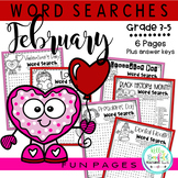 February Valentine's Day Word Searches
