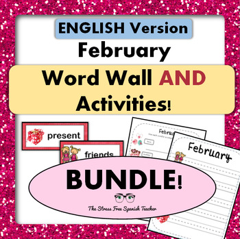 Preview of February / Valentine's Day Word Wall Cards AND Activities! {ENGLISH BUNDLE}