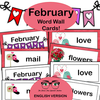 Preview of February Valentine's Day Word Wall Cards {English version}