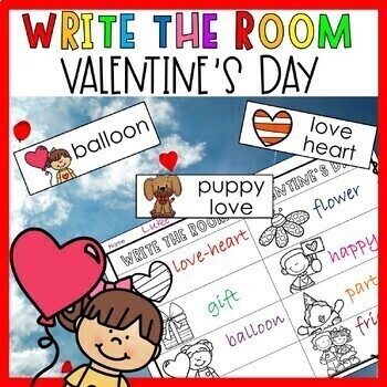 Preview of Write the Room Valentines Day Activities 2nd Grade Vocabulary