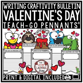 Preview of February Valentine's Day Writing Prompts Activity Bulletin Board Craft Kindness