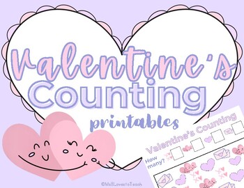 Preview of February Valentine's Day themed Math reusable seek and find counting sheets