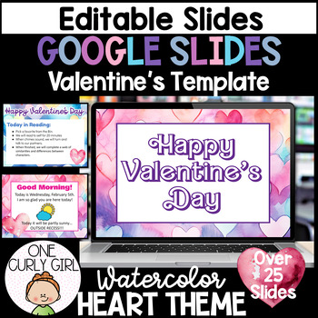 Preview of February Valentine's Google Slides | Heart Themed Editable Valentine Slides