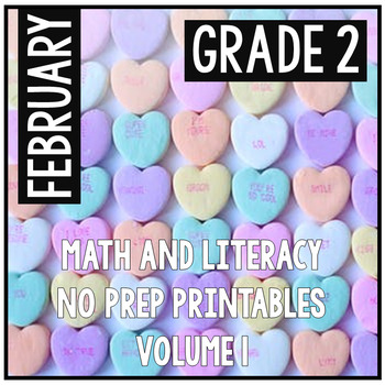 Preview of February Valentine's Second Grade Math and Literacy NO PREP