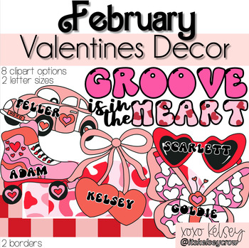 Preview of February Valentines Bulletin Board // Retro Groovy Decor