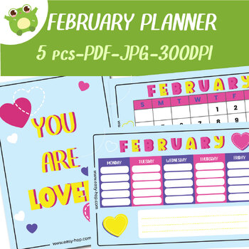 Preview of February Valentines Day Inspired Planner Bundle Classroom Decor