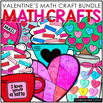 Preview of February Valentines Day Math Crafts Bundle | Bulletin Board Activities & Centers