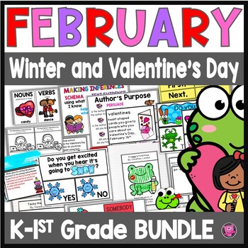 Preview of February Valentines Day Reading Comprehension Crafts Games & Activities