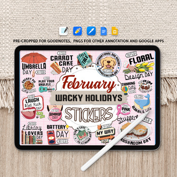 Preview of February Wacky Holidays Digital Stickers, 28 PNG Funny Awareness Sticker
